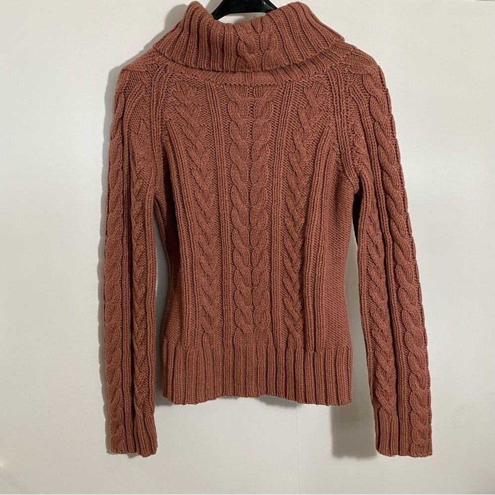 SMART set cable knitted cowl wool brown long sleeves sweater  size M